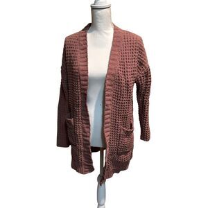 Moon‎ & Madison Women's Size XS Dusty Rose Chunky Knit Open Cardigan Sweater